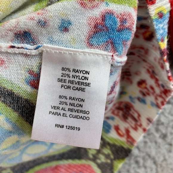 Joseph A Cardigan Sweater Womens Large Floral Rayon Colorful Bohemian Beach NEW - Picture 7 of 11